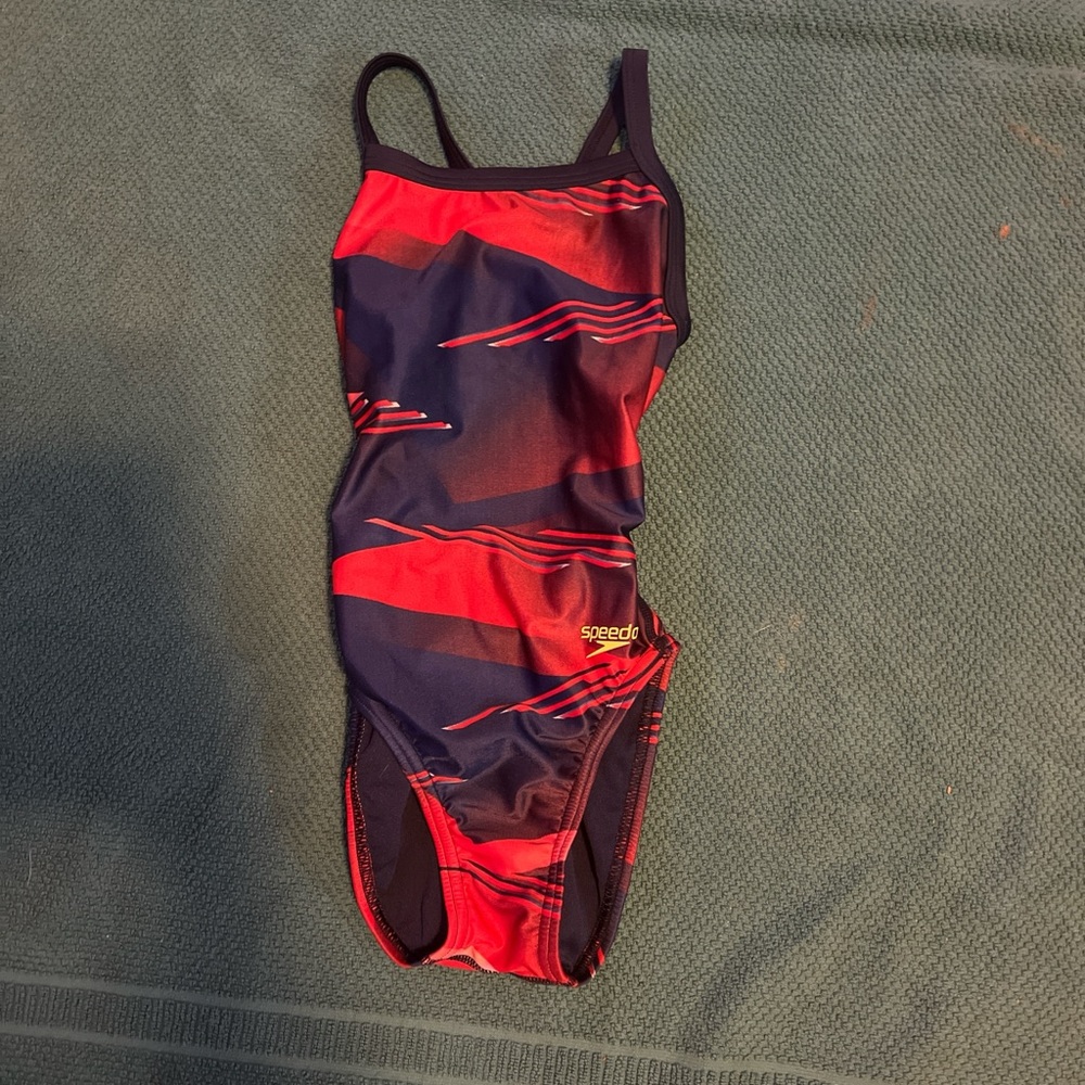 Speedo Navy and Red Swimsuit-little girls